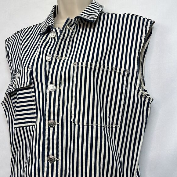 Current Elliott Navy and white denim striped dress size 3 EUC - Picture 7 of 14
